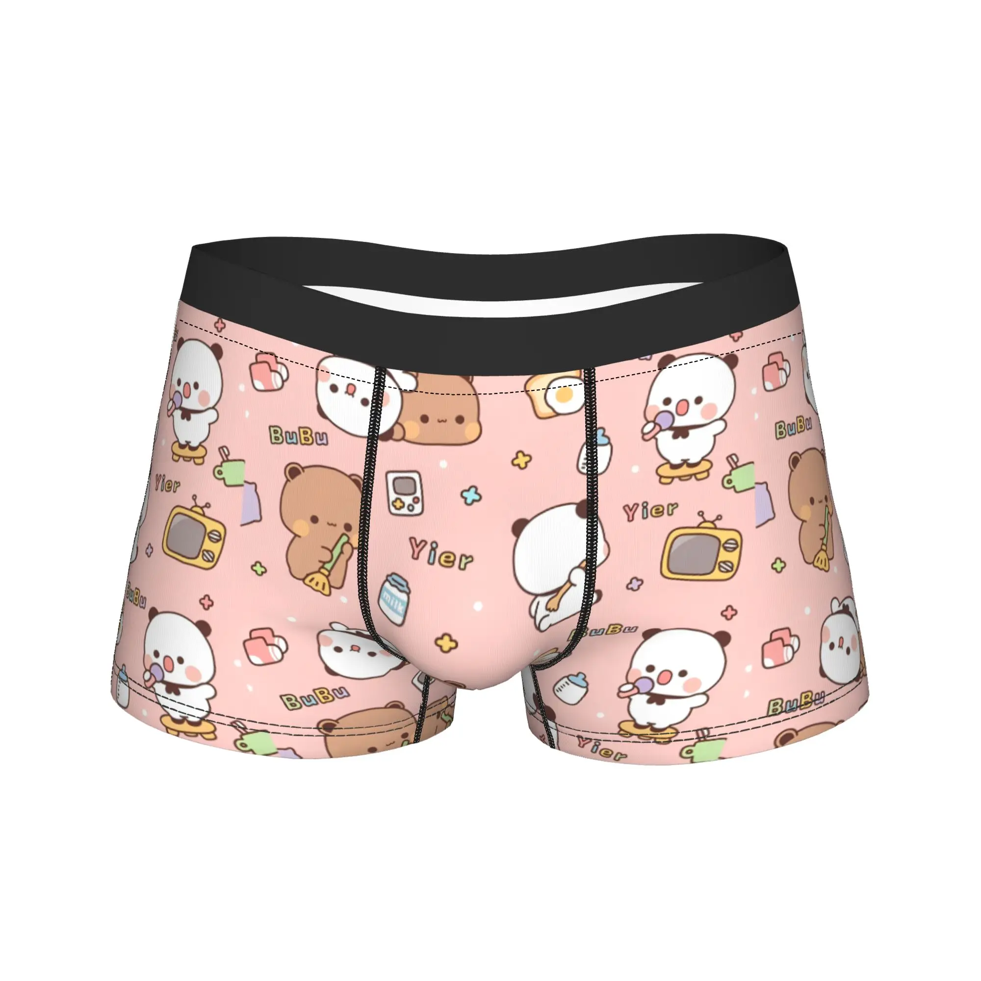 

Мужские трусы-боксеры Bubu Dudu розового цвета, дышащие, с мультяшным медведем, сексуальные, больших размеров