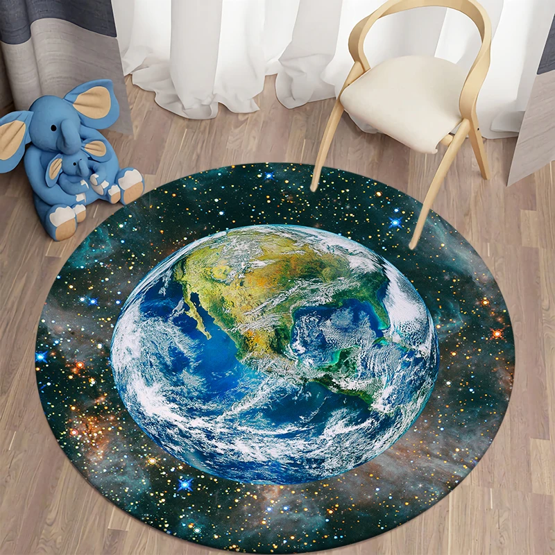 3D Round Galaxy Space Carpets for Living Room Bedroom Area Rugs for Comfortable Kid Room Decorative Carpet Kitchen Floor Mat/Rug