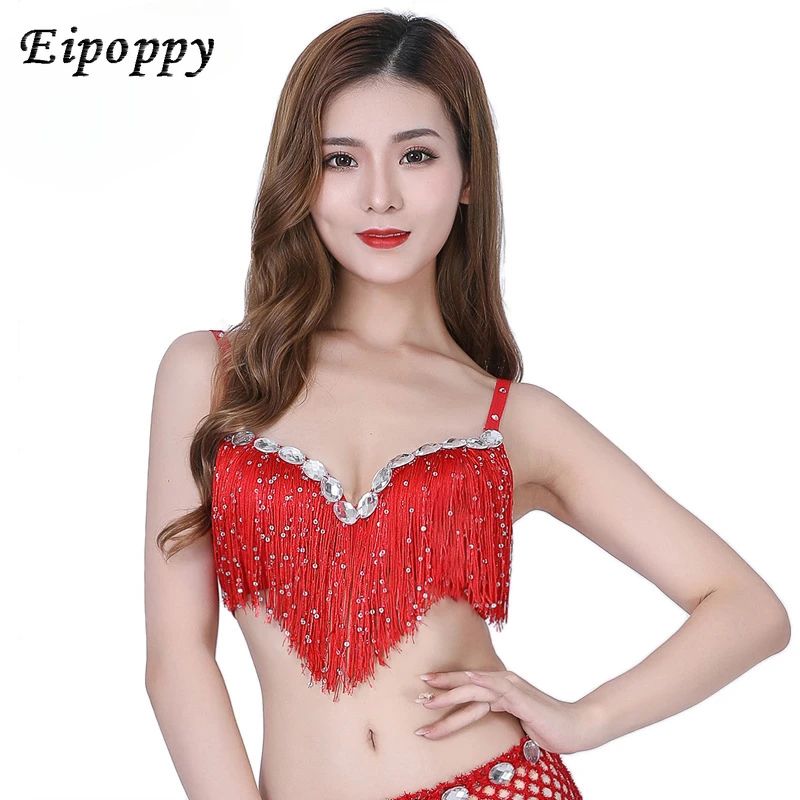 Performance Wear Performance Top Belly Dance Gathering Bra Stage Sequin Bead Tassel Clothing