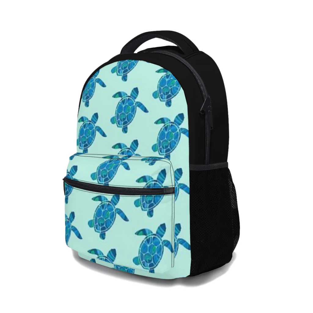 Blue Swirl Turtle Silhouette Versatile Backpack Large Capacity Waterproof Backpack Washable Computer Bag Unisex