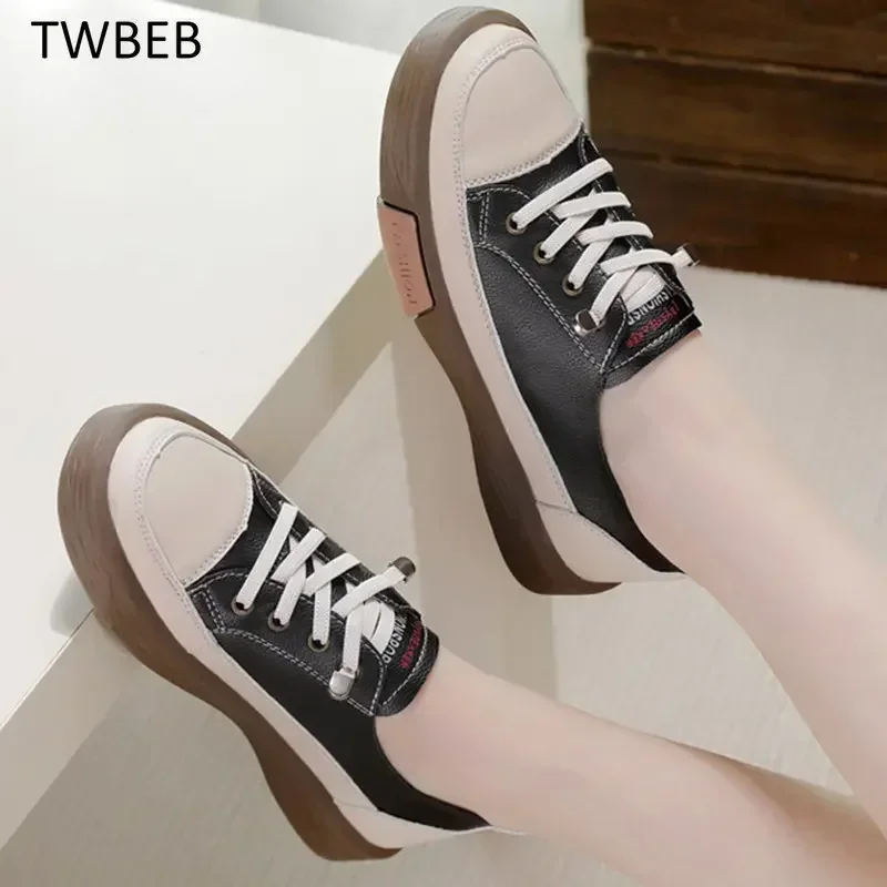 Fashion Student Korean Version Women Low-top Flat Casual Sneakers Corium Ladies Non-slip Wear-resistant Large Size Flat Shoes