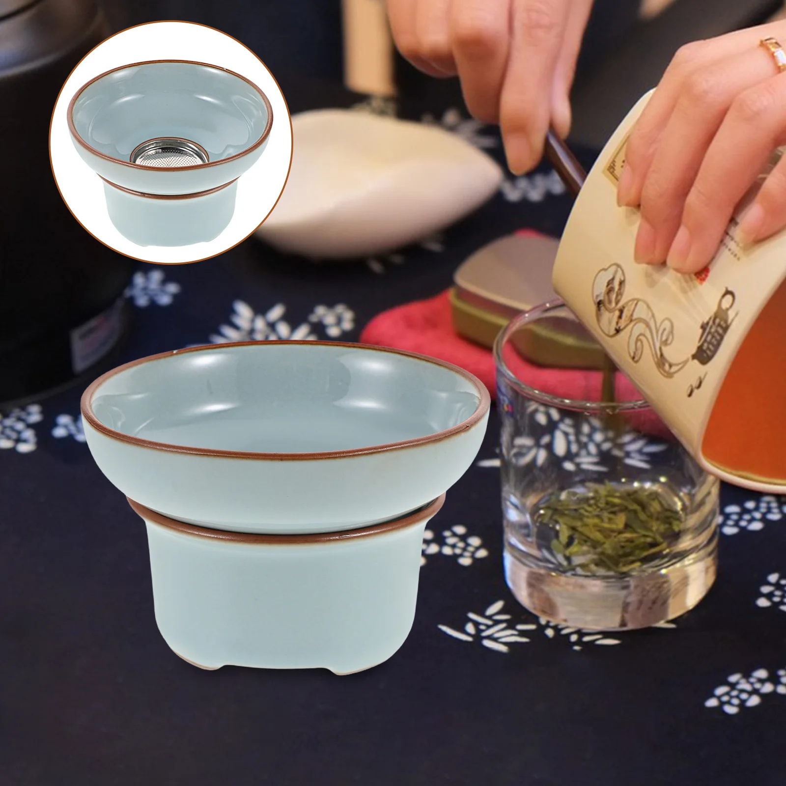 

Ceramic Tea Strainer Filter Fine Mesh Loose Leaf Infuser Accessories Elegant Design for Home Office Teahouse Tea Strainer Mesh