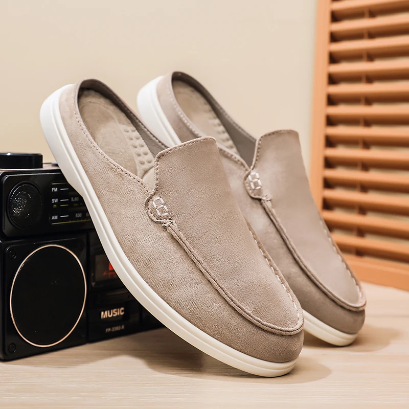 

Summer man's shoes slippers highquality all Genuine leather sheepskin popular Sheepsuede largesize Women's Mueller Shoes sandals