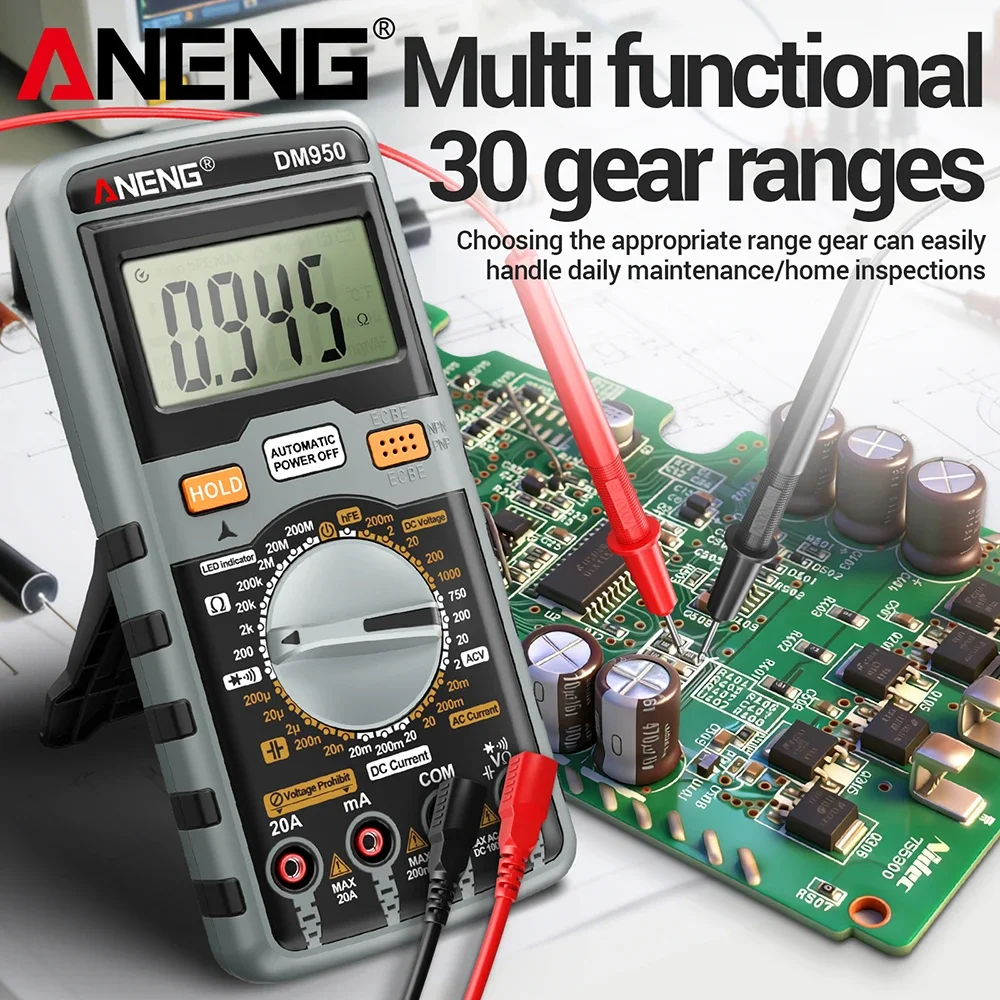 Professional Multimeter Multifunctional Digital Smart Tester ANENG DM950 AC/DC Votage Current hFE Transistor Diode Detector Tool
