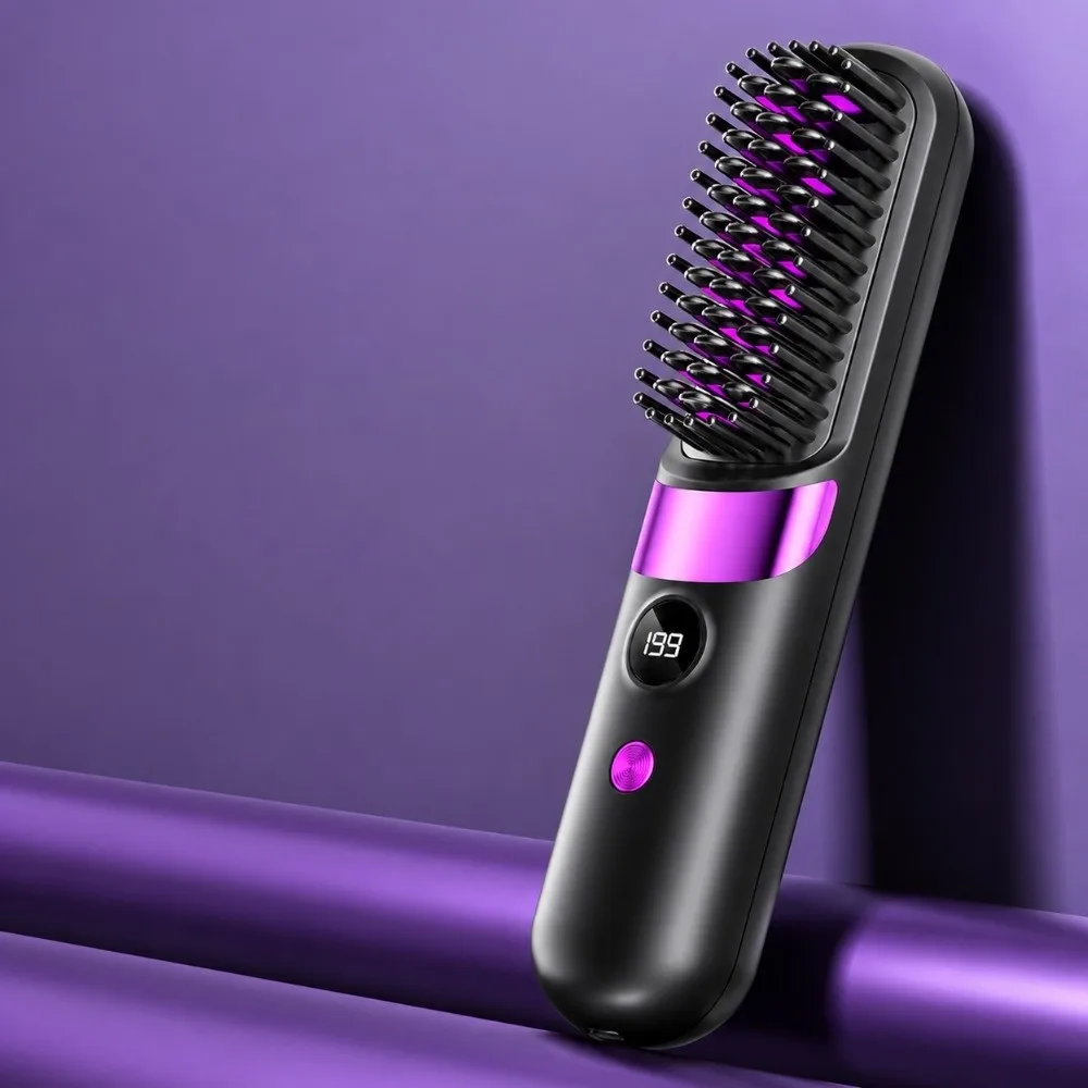 Plastic Material Hair Straightening Comb Multifunctional Design Easy Design Curling Iron 4-Speed Temperature Adjustment