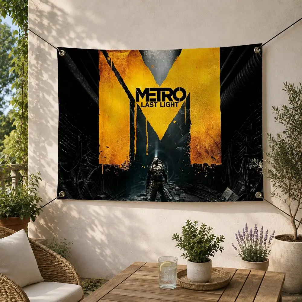 Game-Metro Post Apocalyptic Shooter Flags Decorative Flag Banner for Outdoor Garden Yard Camping Party Home Wall Hanging Decor