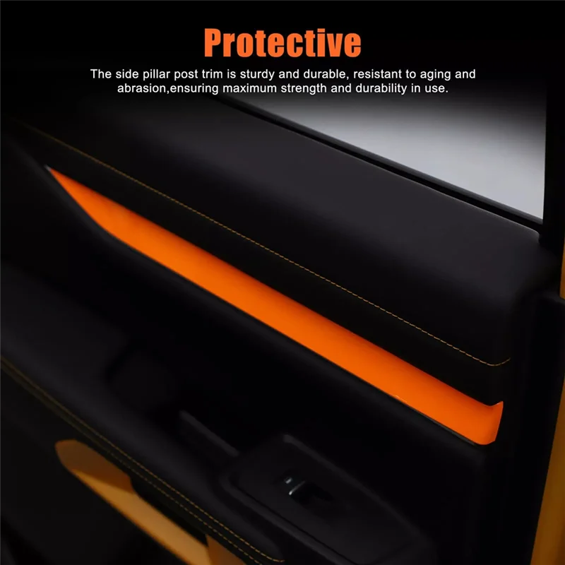 

L37A-For Ford Ranger 2023 2024 Car Inner Door Panel Strip Trim Cover Interior Accessories Orange