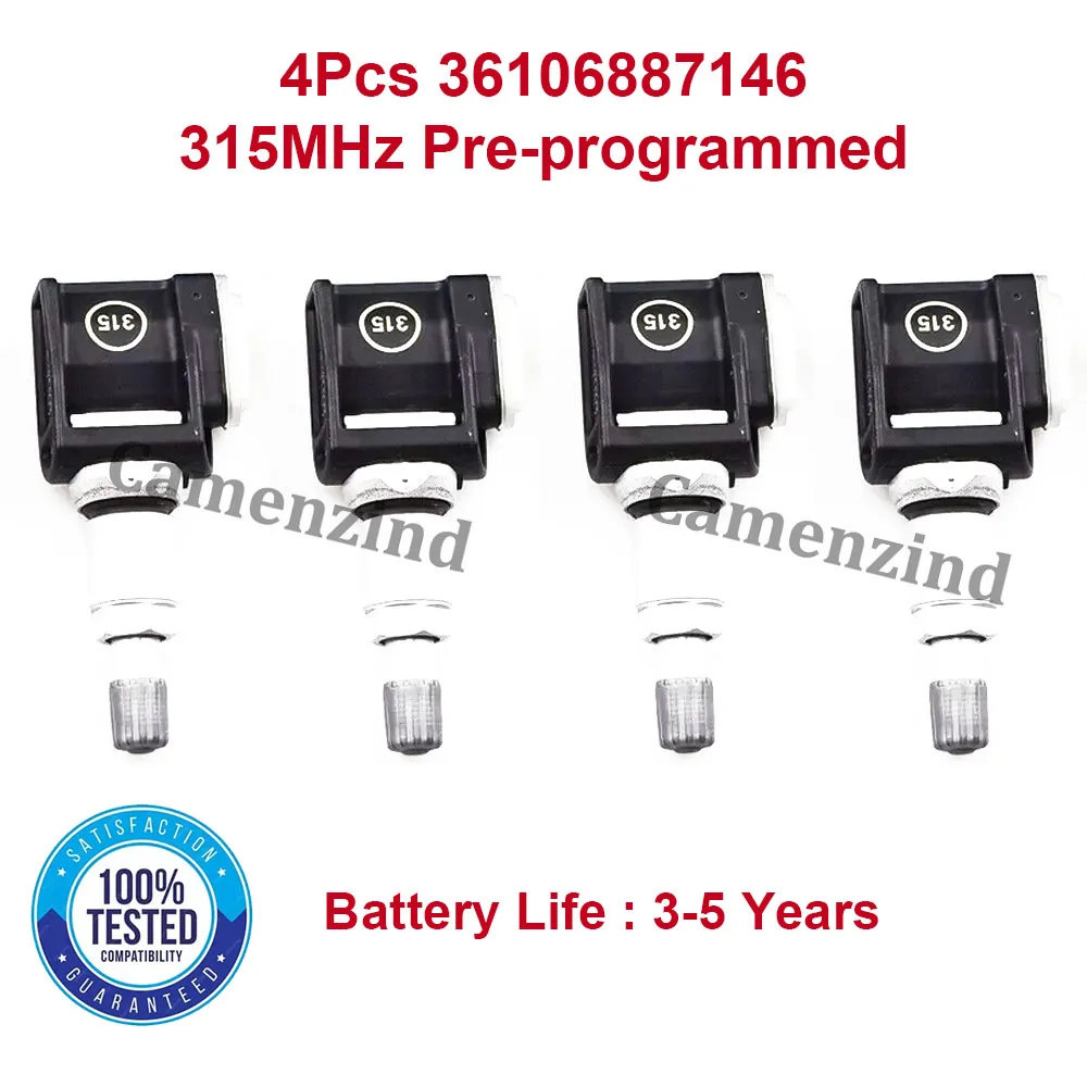 

4Pcs 36106887146 315MHz TPMS Tire Pressure Monitoring Sensor for BMW 3 4 5 6 7 8 Series M2 M3 M4 M8 X3 X4 X5 X6 X7 36106876956