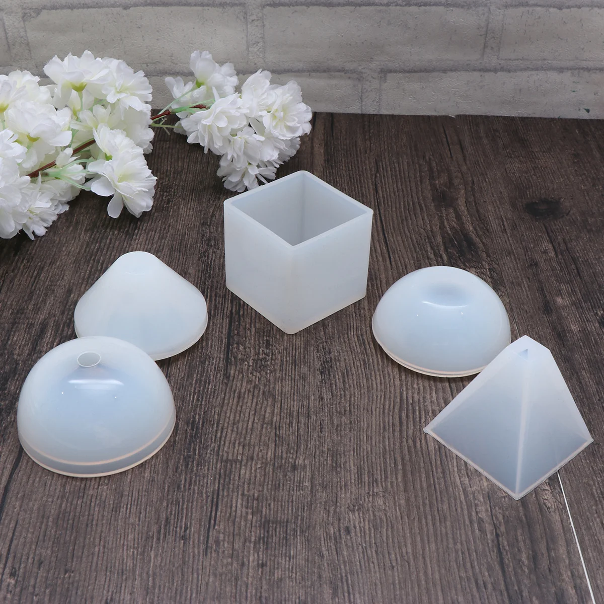 

4pcs White DIY Epoxy Gel Mold Simple Silicone Epoxy Cake Decorating Tools Bakeware Cupcake Dessert Soap Moulds