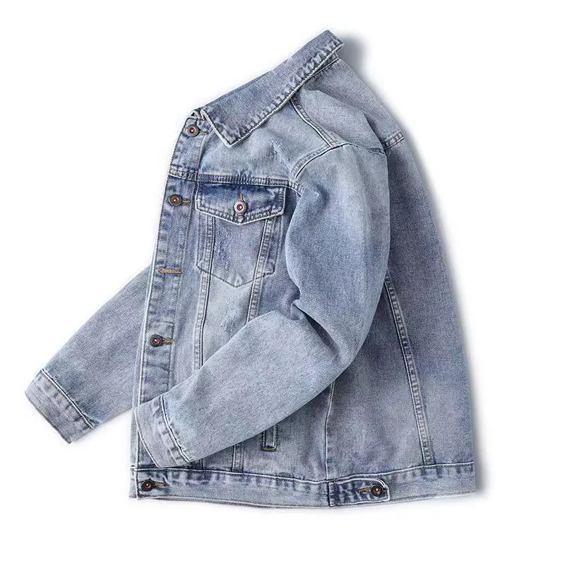 

2024 Men's Autumn All-Matching Jeans Jacket Loose Tooling Casual Denim Jacket
