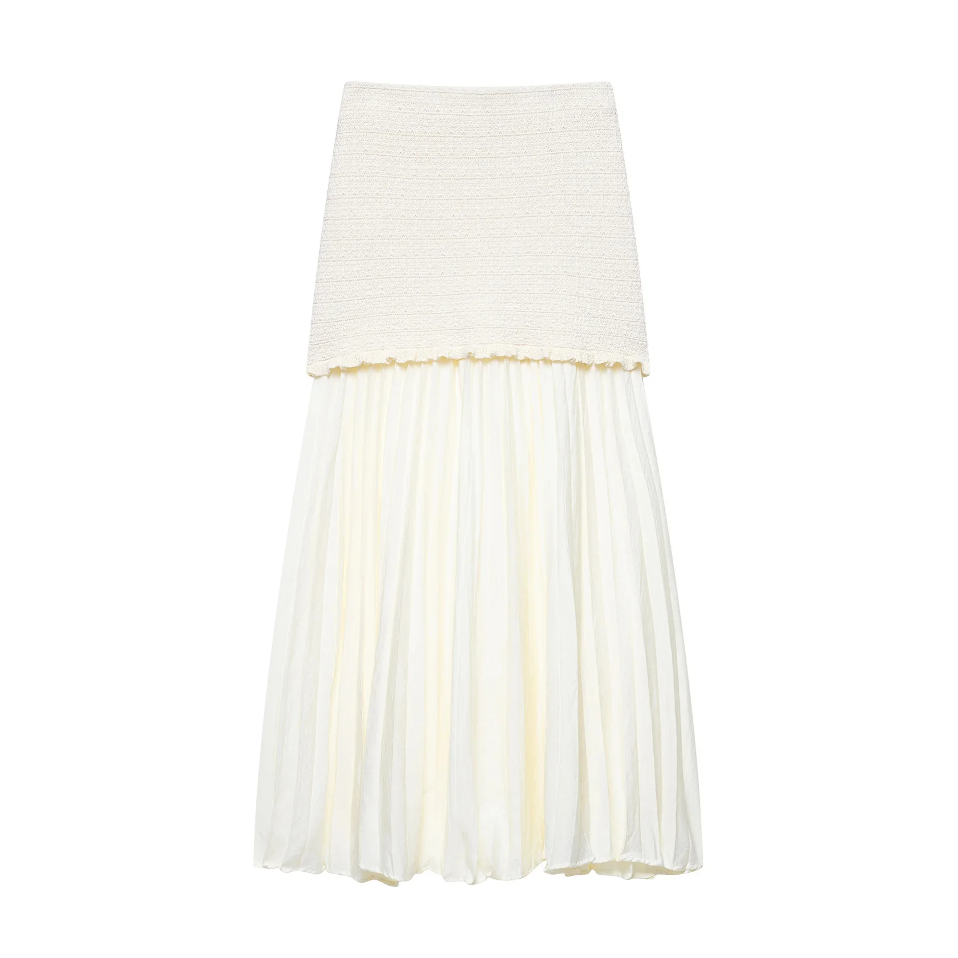 

2025 Spring New Women's European And American Style French Fashion Design Splicing Knitted Skirt