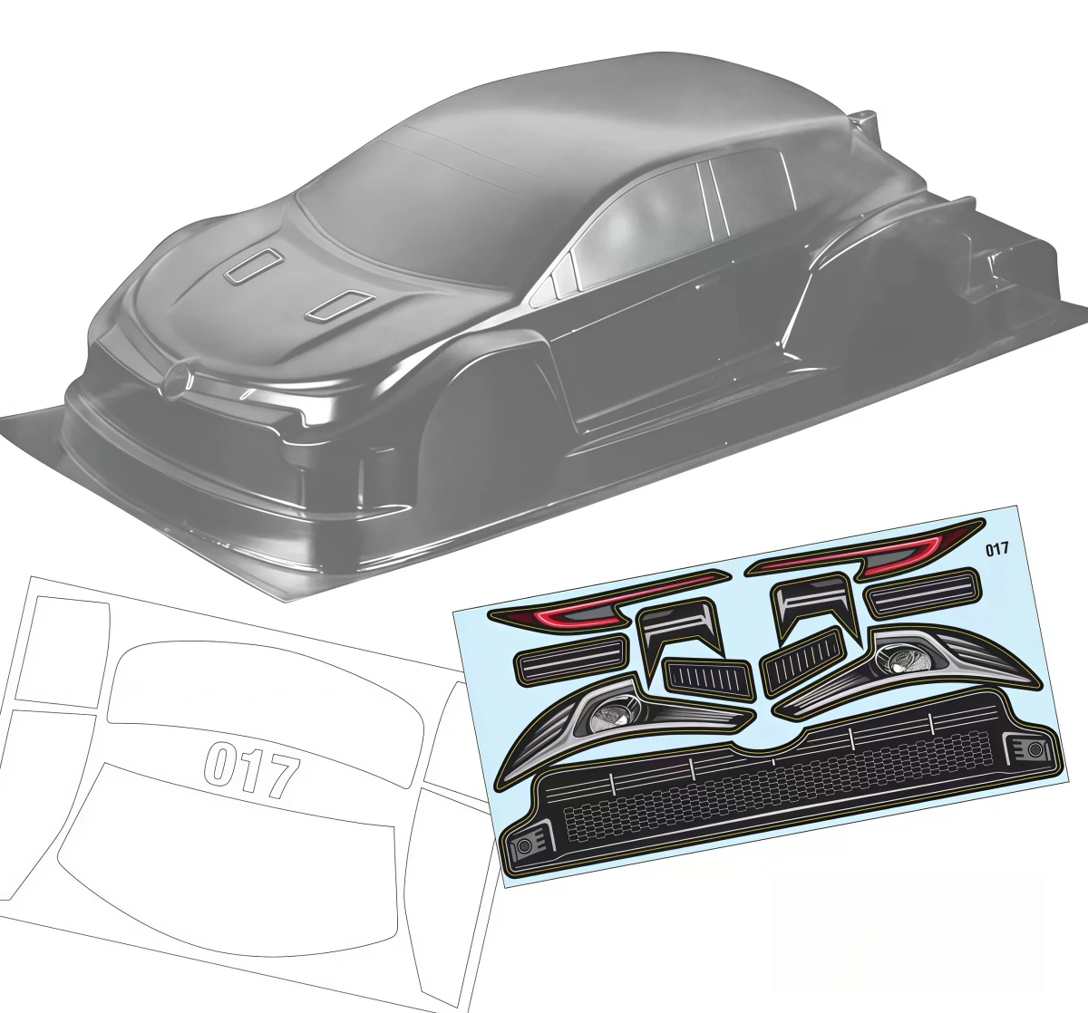 017 Gorilla Max 1/10 FWD Clear PC Body Shell 190mm Width Lexan Body For RC FWD Touring Car