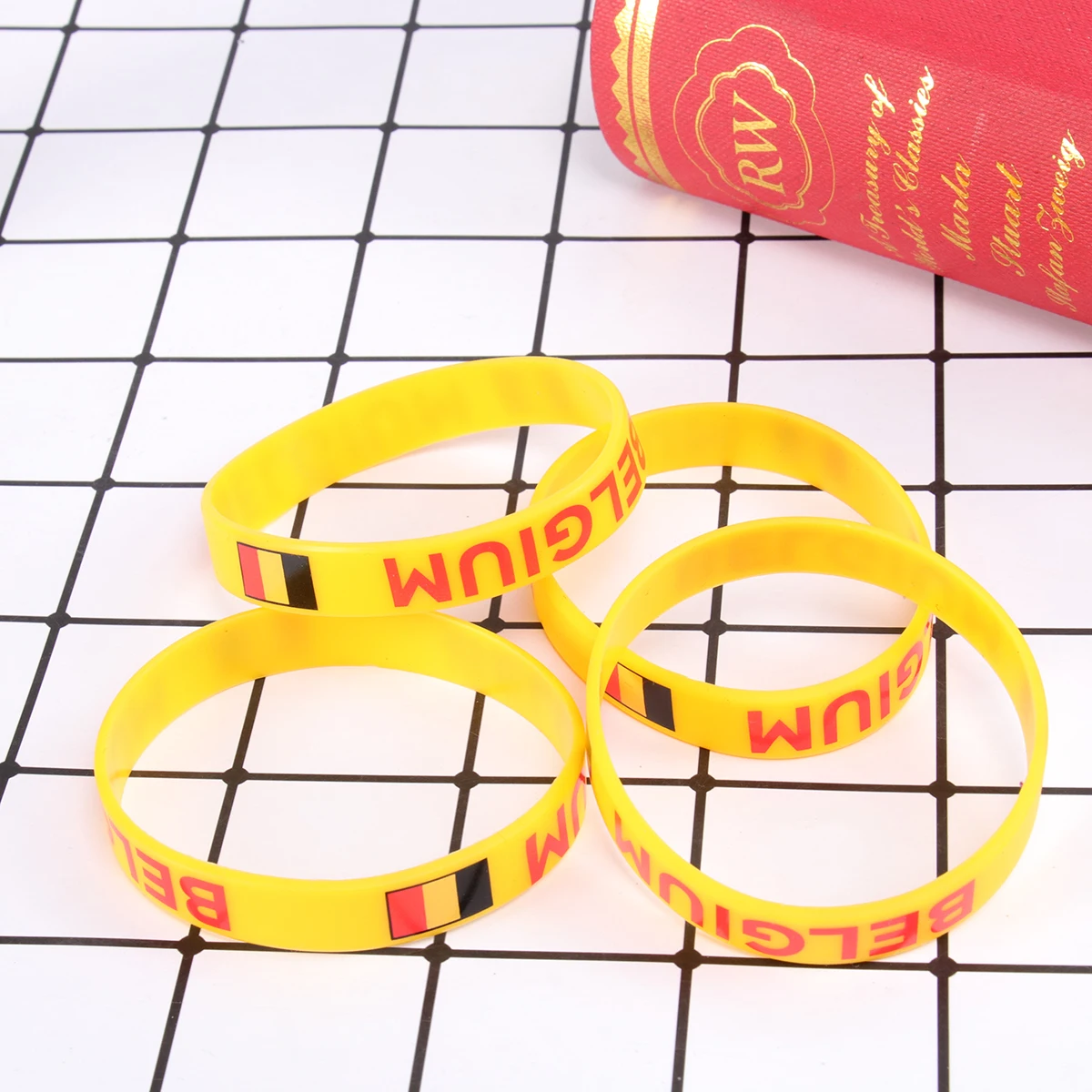 

10 Pcs Silicone Bracelet Sports Game Wristband Bracelets Hen Playground Flag Printed