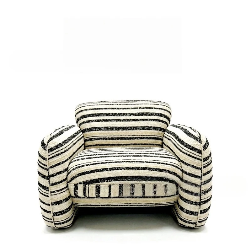 Modern Striped Feature Sofa Chair Vintage Living Room Balcony Leisure Chair