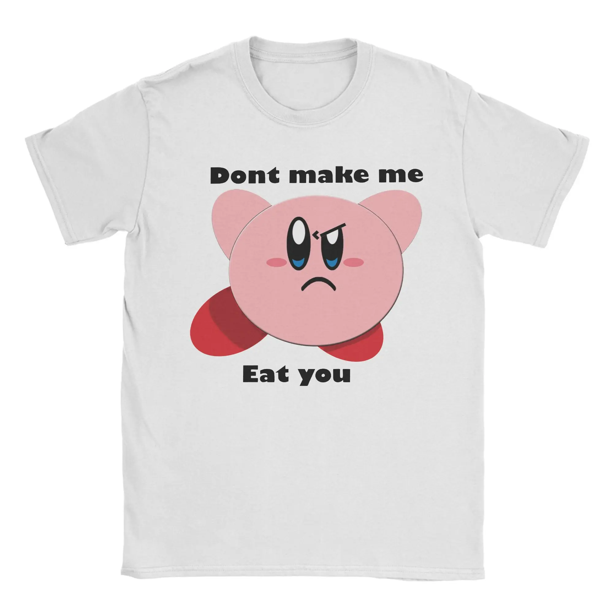 Kirbys Will Eat You Tshirt Unisex Cotton Tops Print Nostalgia Childhood ACT Game O-neck Short Sleeve