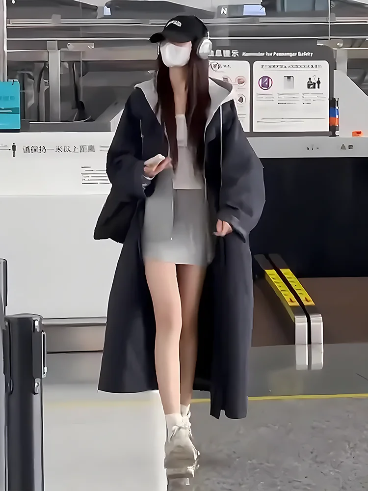 

Spring 2025 Women's Straight Cut Long Coat Korean Sle Pure Color Lazy Faion High Quali Ele Outerwear Long Coat