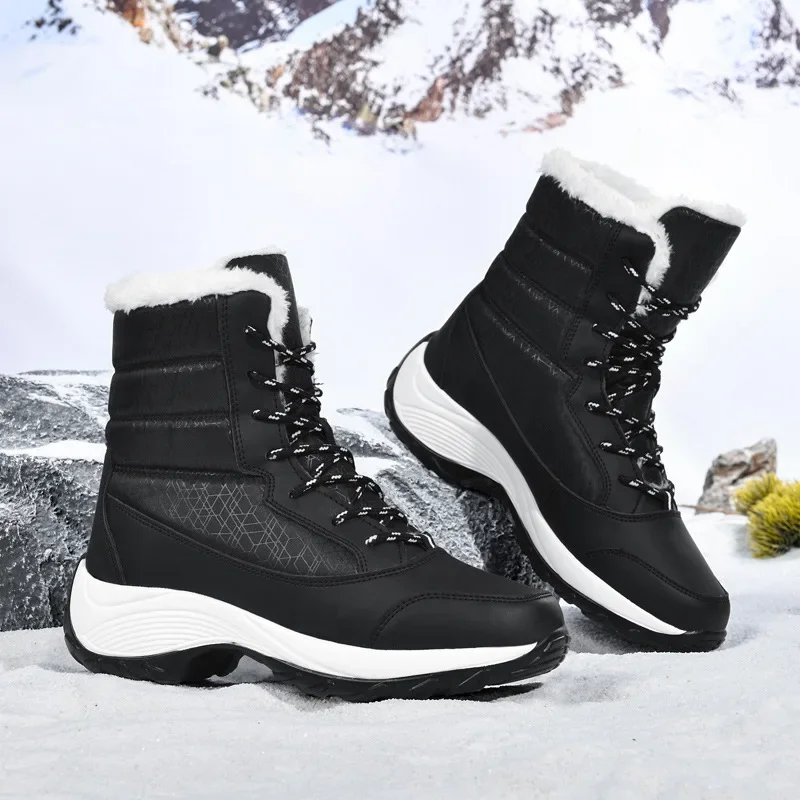 

2024 New Women's Snow Boots Lightweight Platform Boots Non-slip for Women Winter Plush Keep Warm Outdoor Short Shoes Botas Mujer