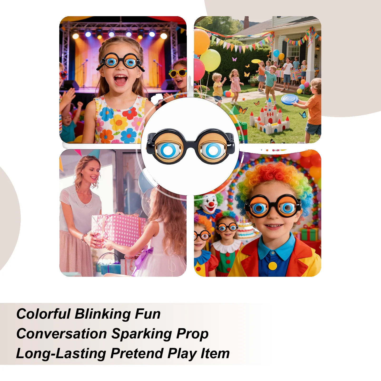 แว่นตาแปลกใหม่ แว่นตากระพริบตา ของเล่นแกล้งคน แว่นตาส่ายตา ของเล่นตลกสำหรับเด็ก วัยรุ่น งานปาร์ตี้ วันหยุด ถ่ายรูป คอสตูม