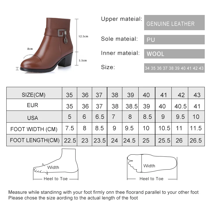 AIYUQI 2024 echtes Leder Damen warme Stiefeletten Winterstiefel braun Damen Absatzstiefel Erwachsene Mode Villus Stiefel