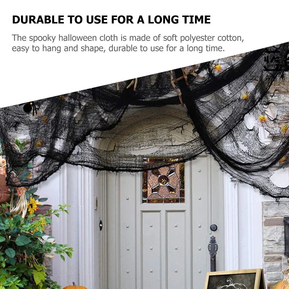 

4Pcs Spooky Halloween Cloth Scary Black Gauze Windows Cover Halloween Party Decorations 76x183cm Creepy Cloth Haunted House