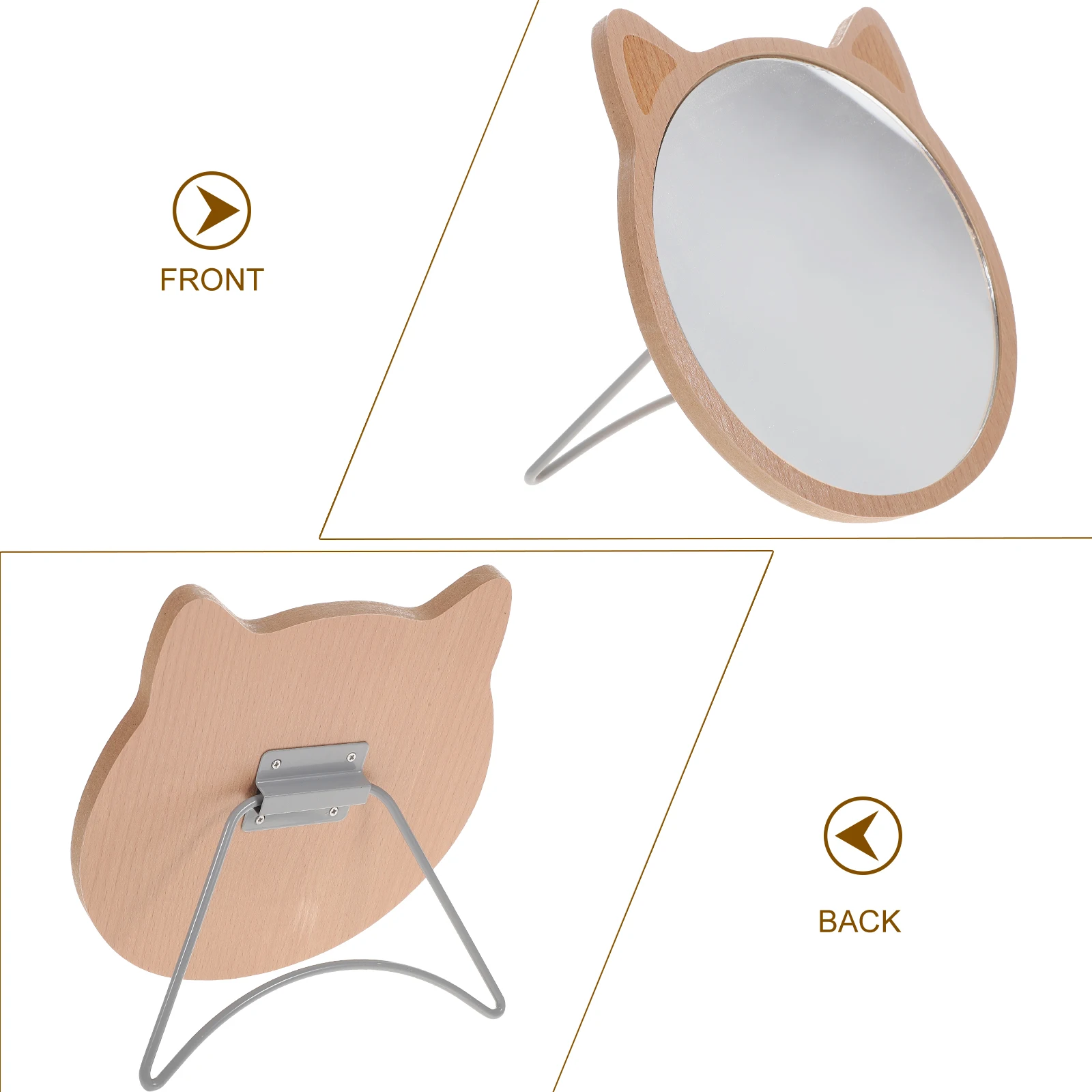 

Tabletop Makeup Small Wooden Desktop Mirror Cat Design Portable Vanity Desk Mirror For Bedroom Bathroom Travel