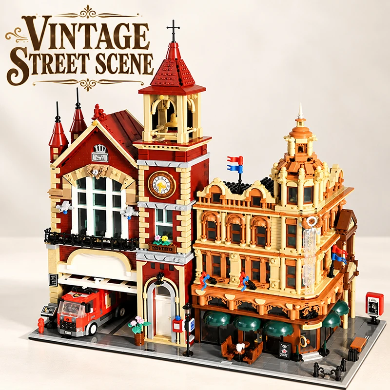 Street View MOC Building Blocks Vintage Department Store Architecture Model City Building Sets Display Collection Toys 2122Pcs