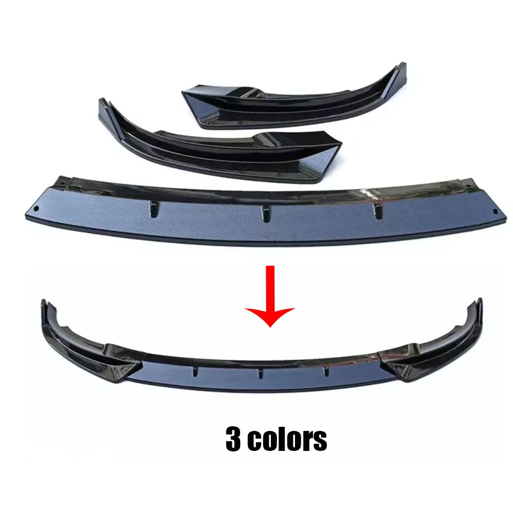 For Tesla Model Y 2024&M3 2023 Front Bumper Lip Spoiler New Carbon Black Body PP Front Lower Bumper Modification Protector Cover