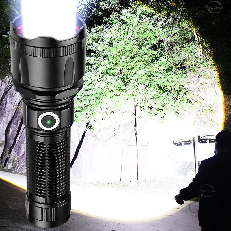 Most Powerful LED Flashlight White Laser Tactical Flash Light Rechargeable Torch Long Range Lamp Camping Hunting Lantern XHP360