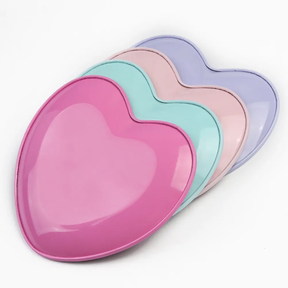 

4Pcs Stainless Steel Heart Shaped Jewelry Tray Desktop Storage Tray Ring Holder Trinket Dish Decorative Serving Plate Valentines