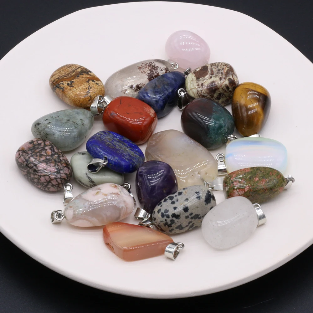 Natural Semi-precious Stone Pendant Irregular Cherry Blossom Agate for DIY Jewelry Making Necklace Size15x20-18x25