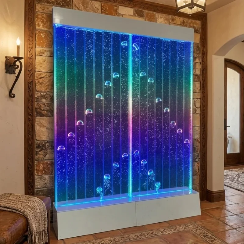 custom.Modern Acrylic Bubble LED Room Divider with Translucent Sea Life Design and Frame Structure