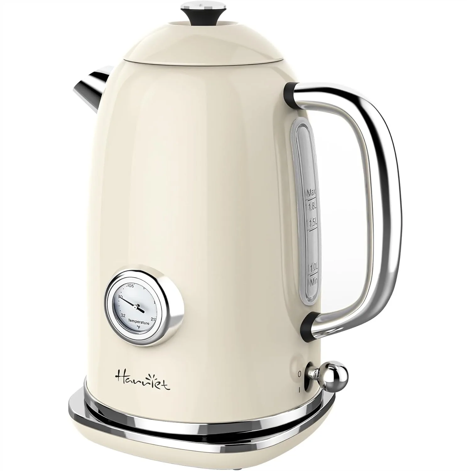 

Electric Kettle 1.8L Retro Tea Kettle with Thermometer, 1500W Stainless Steel Hot Water Kettle with LED Indicator, Fast Boiling