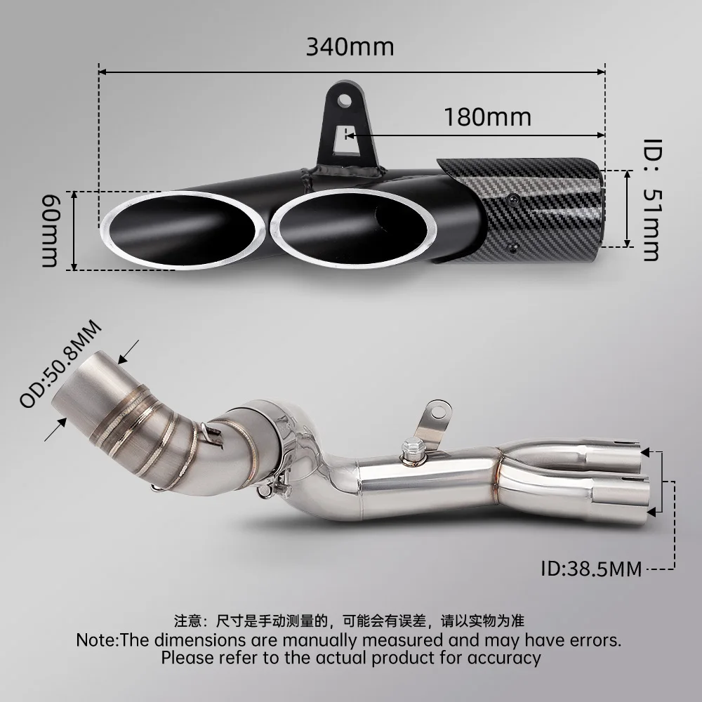 High Performance Motorcycle Modified Exhaust System Stainless Steel Mid Pipe Tail Compatible with CB1000 2008-2018
