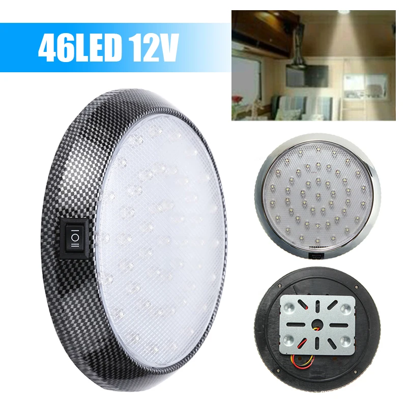 Highlight 12V Car Interior Light Reading Lamp 46LED Round Roof Lights Auto Accessories for Campervan RV Truck Trailer Boat Van