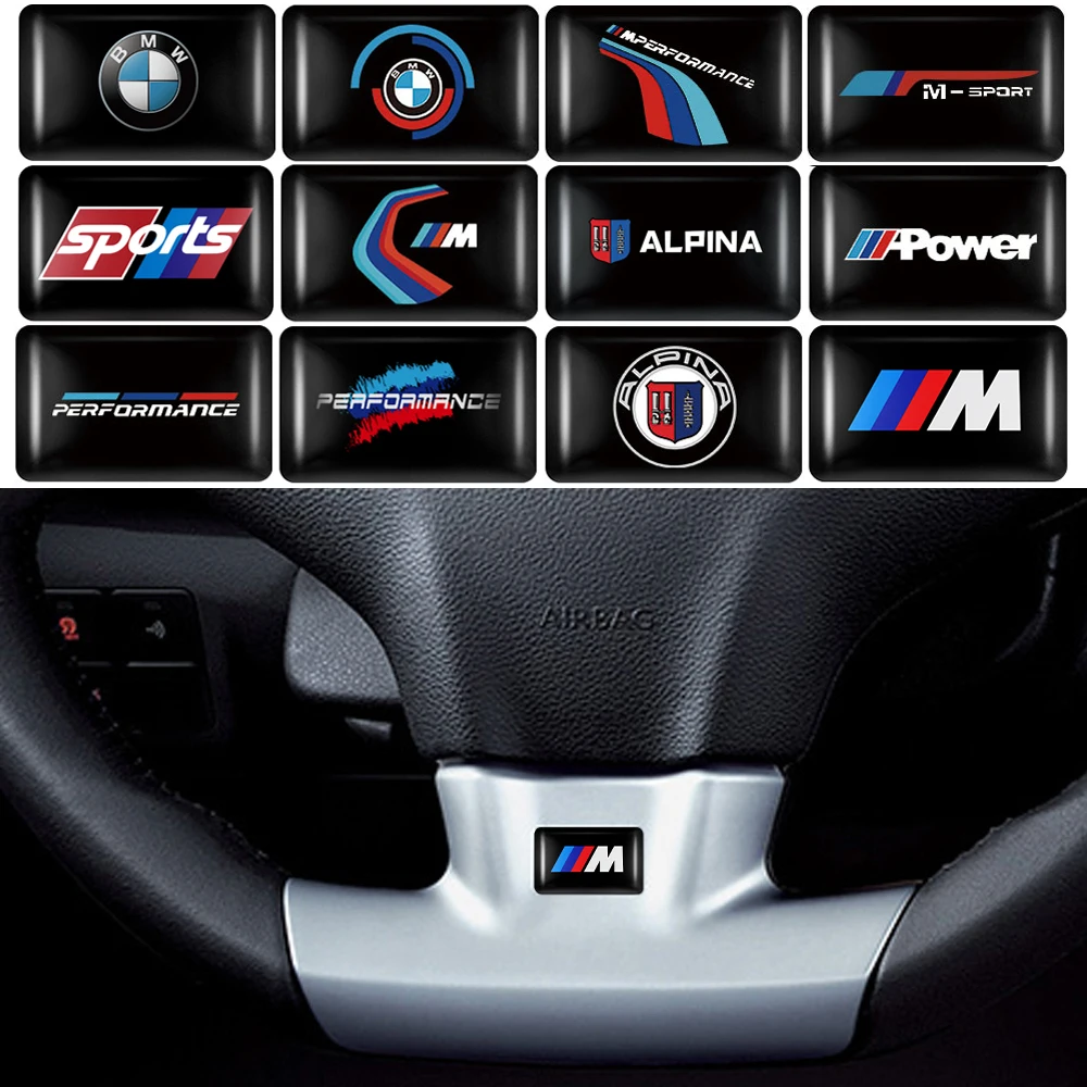 10PC 3D Epoxy Car Badge Stickers Steering Wheel Dashboard Interior Decor For BMW Performance ALPINA M Power E90 E91 E92 X3 X5 X6