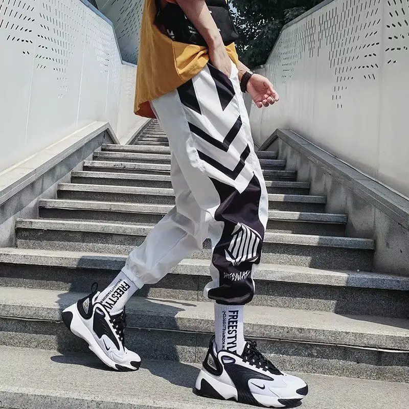 

Sport Slim Fit Summer Men Pants Trend Chic Joggers Dance Singer Night Club Pants Oversize Korea Fashion Kpop Harem Print Trouser