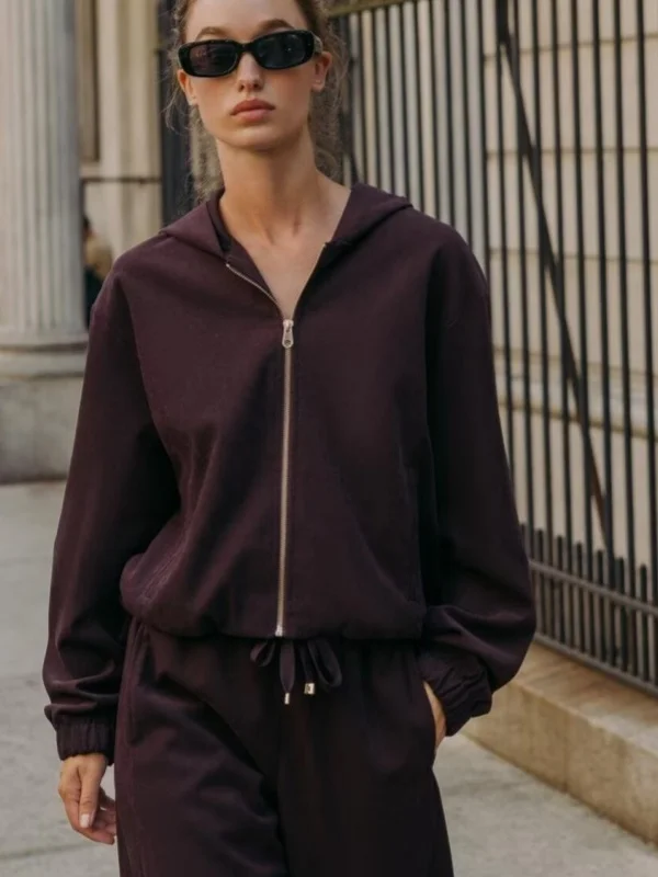 레이드바 아메리칸 슬루 핏 지퍼 후드 파일럿 재킷 신상 가을 여성 패션 폴리에스터 섬유 코트