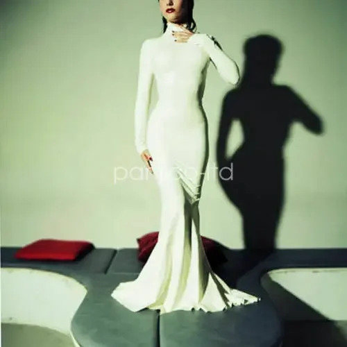 

Latex Rubber 100%Gummmi White Sexy Dress Prom Party role play special occasion hand customized 0.4mm XS-XXL