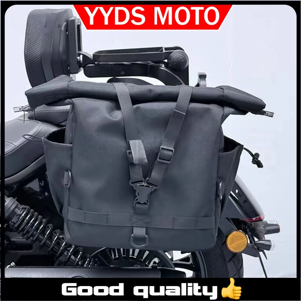 Dark Flag 950 Retro Modified Leather Edge Bag, Canvas Edge Bag, Waterproof and Durable Rider Bag, Large Capacity, Accessories