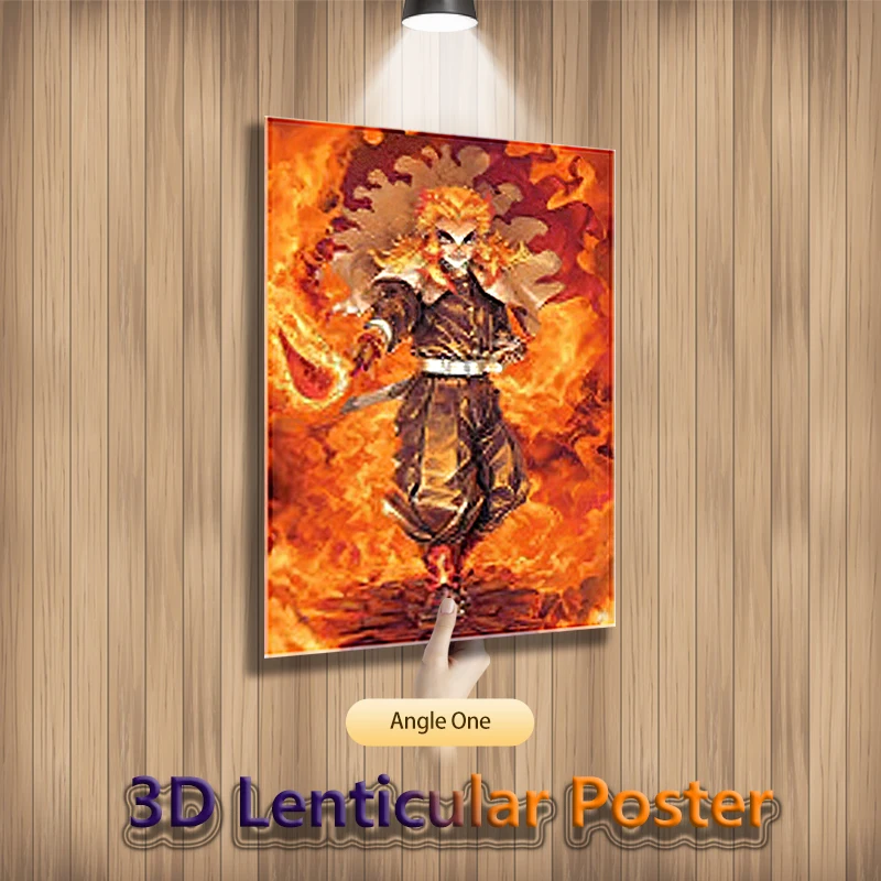 Rengoku Kyoujurou Demon Slayer Anime 3D Motion Lenticular Poster For Room Decor Wallpaper Flip Picture(Without Frame)