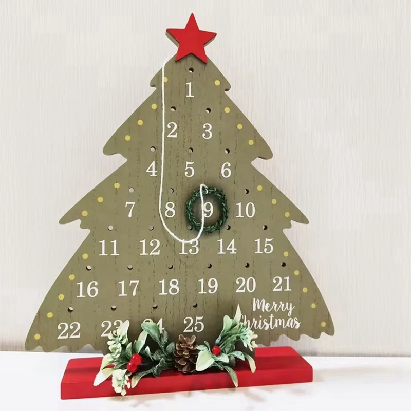 Adornos navideños para decoración del hogar, calendario de Cuenta regresiva con forma de Navidad, 2024