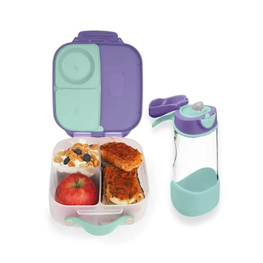 

Мини-ланчбокс и бутылка для воды с спортивным носиком на 15 унций | Соответствующая коробка/ланч-бокс Bento + бутылка для детского напитка | Цвет: Сиреневый Поп | Емкость: