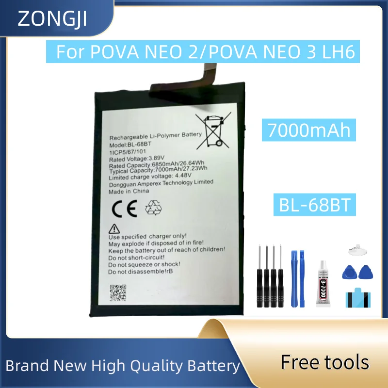 

Новый аккумулятор 7000 мАч BL-68BT для POVA NEO 2/POVA NEO 3 LH6 аккумулятор мобильного телефона + бесплатные инструменты
