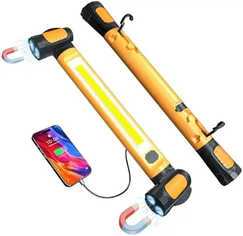 

LED Work Light 3200LM, Rechargeable Magnetic Light Bar 5400mAh, Portable Mechanic Light with Hooks, Yellow