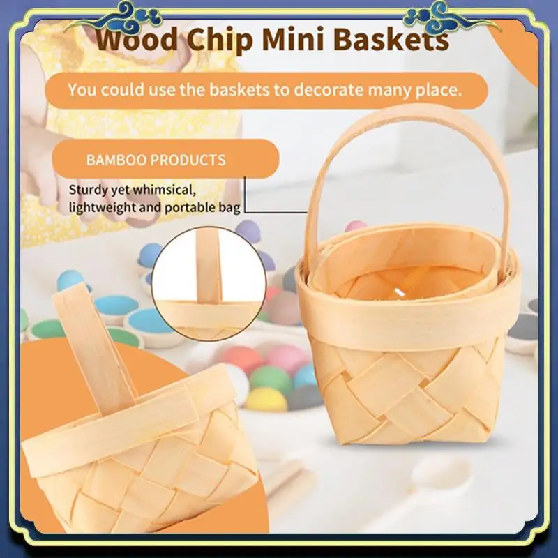

Latest 60Pcs Wood Chip Mini Baskets Manual Woven Baskets Ornaments Candy Storage Box