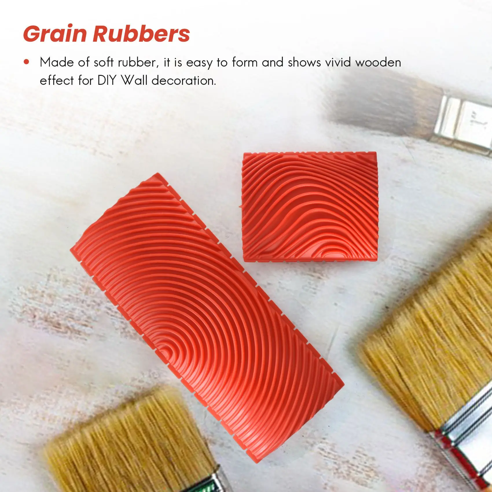 4PCS Wood Graining Tool Set Rubber Wood Graining Pattern Wall Paint Painting Tool for Wall Painting Decoration DIY image 2