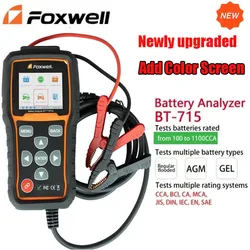 New Foxwell BT715 Plus Car Battery Analyzer 12V & 24V AGM / EFB Flat Plate Battery Tester Replaced Foxwell BT-705 Multi-Language