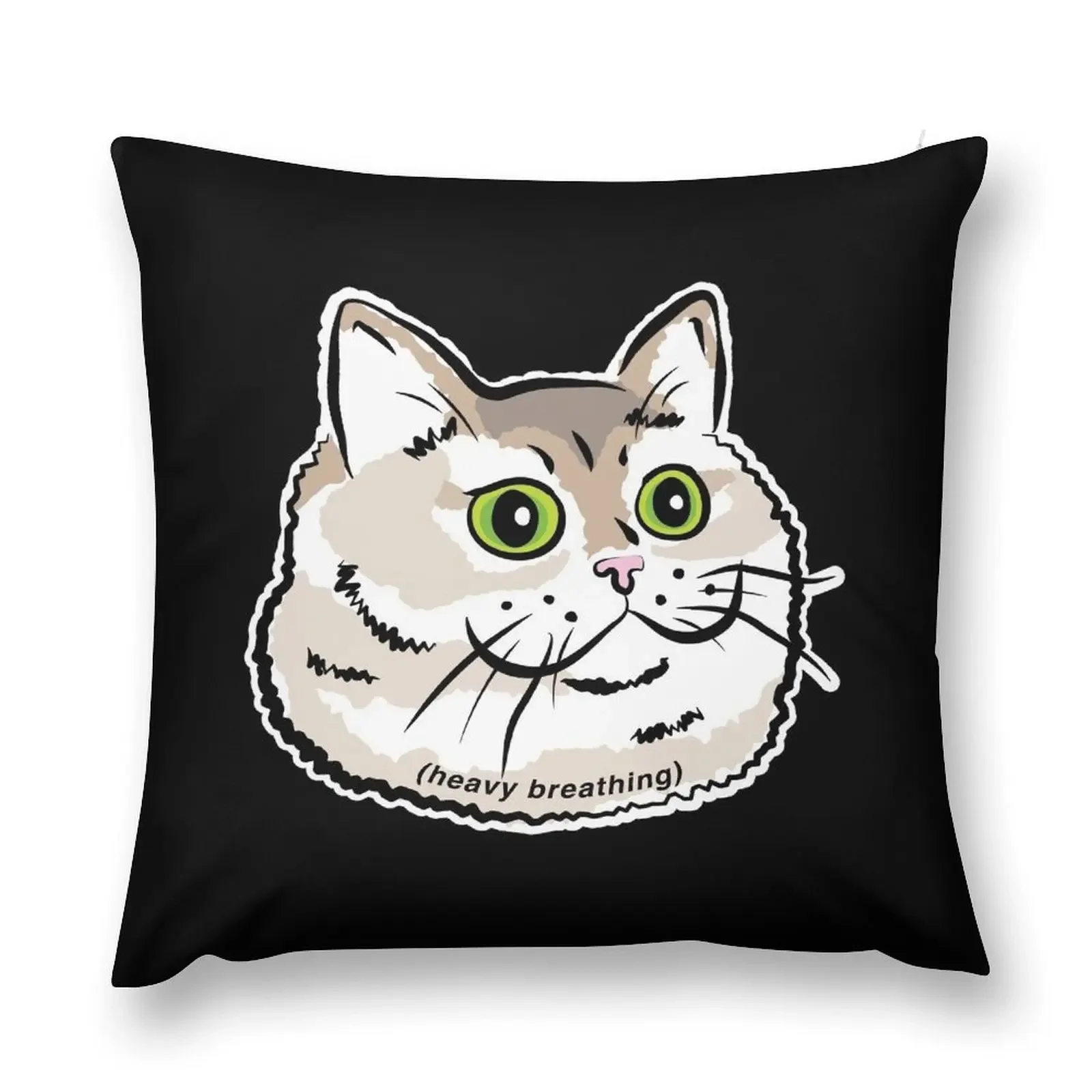 Heavy Breathing Cat Meme / Breathing Intensifies / Cute Fat Cat Throw Pillow pillow cover christmas pillow