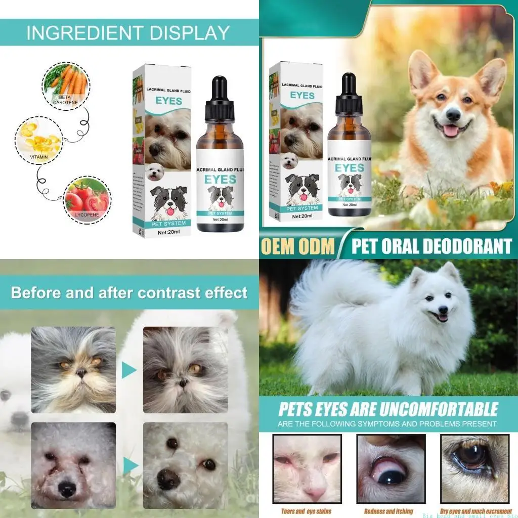 581C Pet Eyes Wash Drops Help Prevent Pink Eye, Dry Eyes, Tear Safe Ingredient Dirt Crust & Discharge Remover