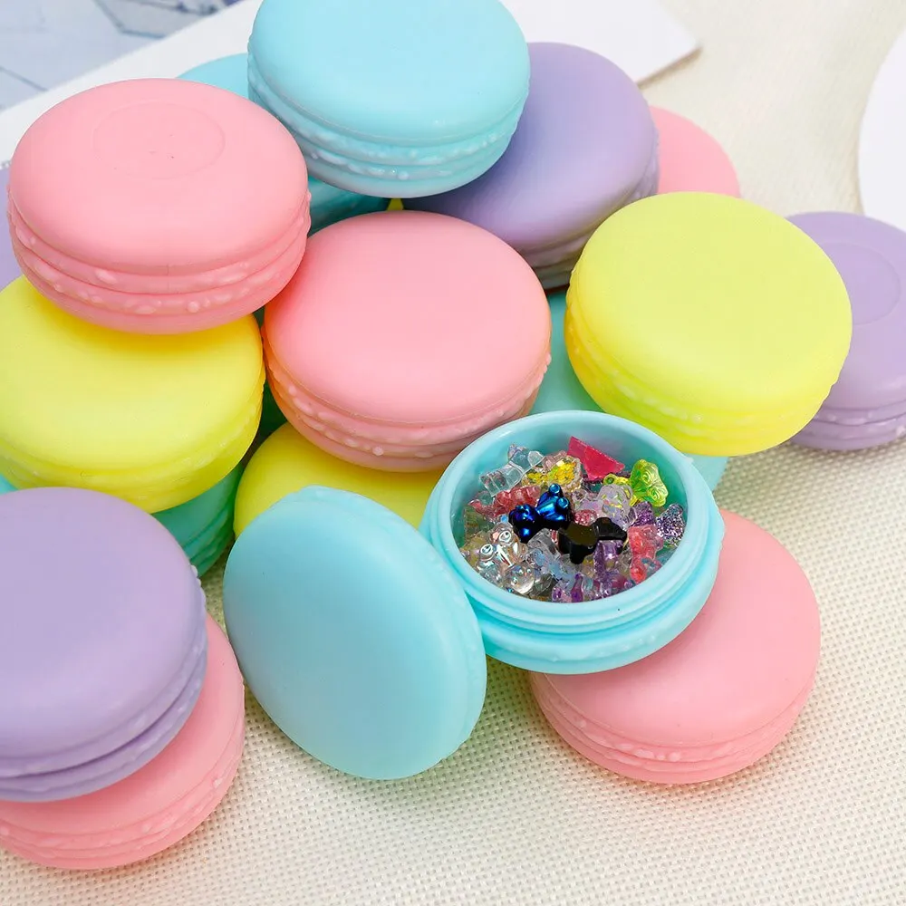 6 sztuk/zestaw kolory koraliki do biżuterii pudełko z organizerem Mini Macaron pierścionki podróżne przechowywanie piękne cukierkowe kolorowe etui plastikowe